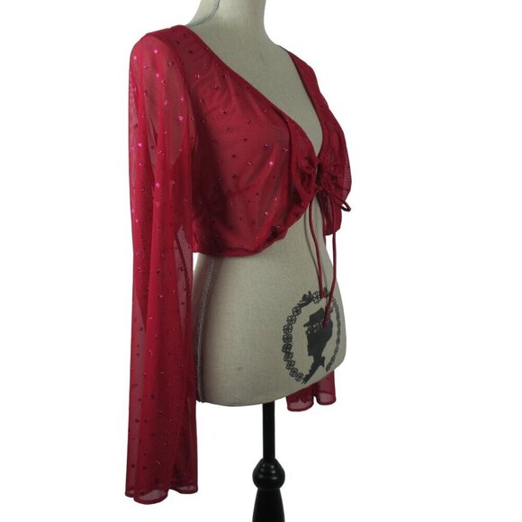 Savage X Fenty Sheer Top Gift Me More Sleep Red Violet 3X Coquette Rihanna NEW - Picture 3 of 8